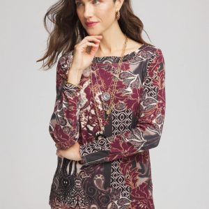 Printed Pima Cotton Bateau-Neck Tee