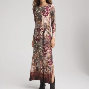Patchwork Boatneck Column Maxi Dress