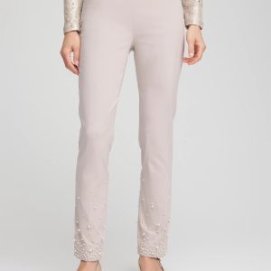 Brigitte Faux Pearl Slim Ankle Pants