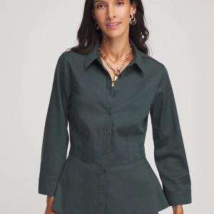 No Iron™ Peplum Stretch-Sateen Shirt