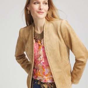 Faux Suede Peplum Jacket