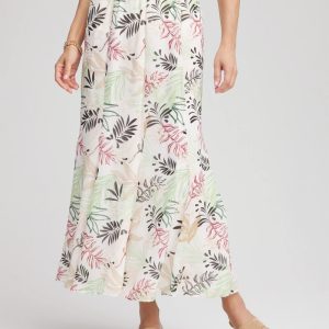 Floral Embroidered Crinkle Maxi Skirt