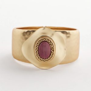 Golden Rhodonite Stone Cuff Bracelet