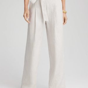 Petite Hollywood Waist Belted Linen Pants