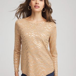 Ella Boatneck Foiled Pullover Sweater