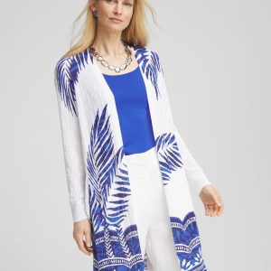 Island Motif Pointelle Long Cardigan