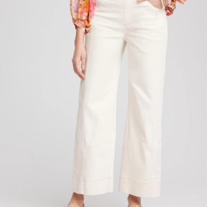 Pull-On Wide-Leg Cropped Jeans