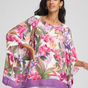 Floral-Print Poncho