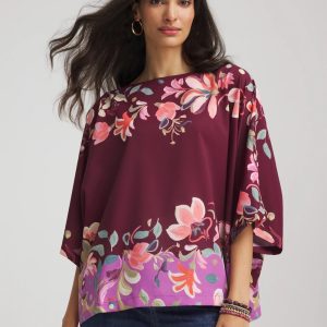 Printed Boatneck Pullover Poncho