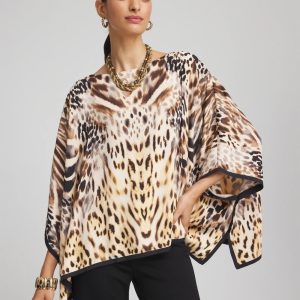 Crepe Animal Print Pullover Poncho