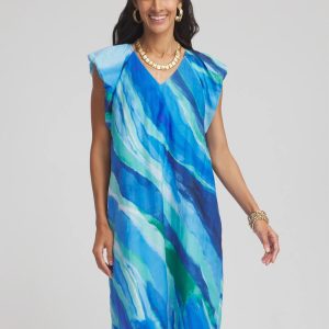 Cotton-Silk Voile Popover Dress