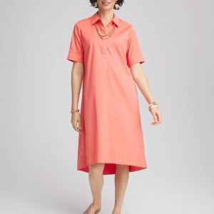 High-Low Hemmed Popover Shirtdress