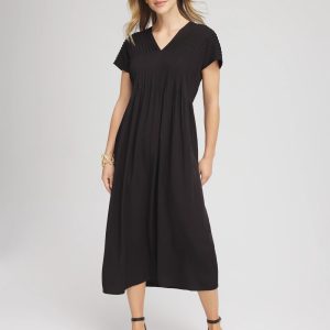 Silk-Twill Popover Midi Dress