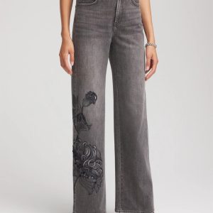 Petite Printed High-Rise Wide-Leg Jean