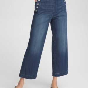 Pull-On Wide Leg Ankle Jeans