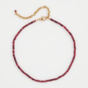 Rhodonite Stone Beaded Short Necklace