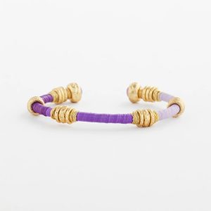 Jade Stone & Raffia-Wrapped Cuff