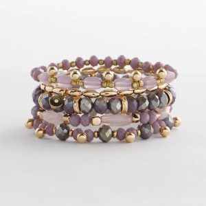 Purple Stretch Set of Five Bracelets