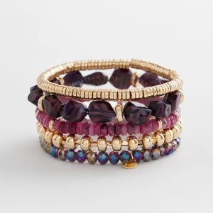 Purple Stretch Set of Five Bracelets