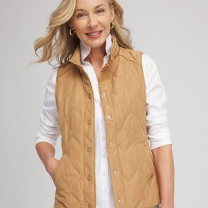 Rib Trim Quilted Vest