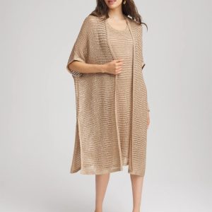 Crochet-Knit Sequins Ruana