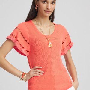 Cutout Short-Sleeved Pullover Sweater