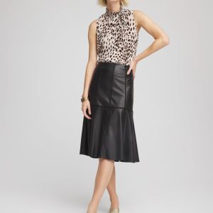 Faux Leather Seamed Skirt