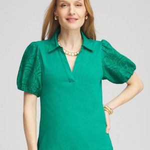Eyelet Short Sleeved Top