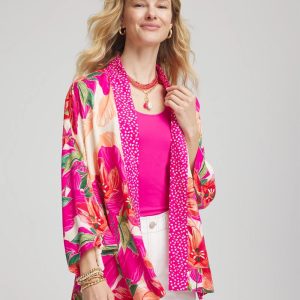 Tropical Floral Short Kimono
