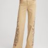 Petite Embroidered High-Rise Wide-Leg Jeans