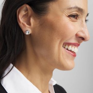 Silver Tone Crystal Stud Earrings