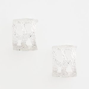 No Droop® Cutout Silvertone Hoop Earrings
