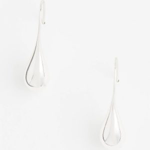 No Droop™ Silver Tone Teardrop Threader Earrings