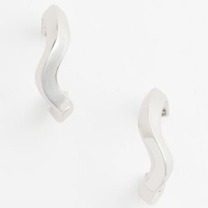No Droop® Silvertone Wavy Hoop Earrings