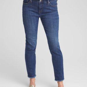 Girlfriend Slim Frayed Ankle Jeans