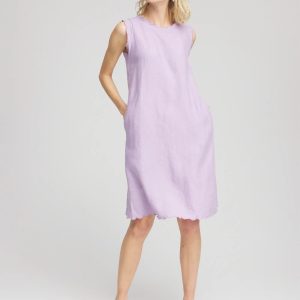 Sleeveless Scalloped Trim Dress