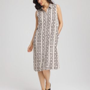 Printed Sleeveless Silk-Twill Shirtdress
