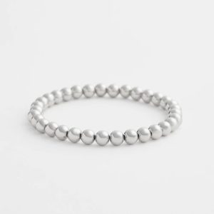 Small Beaded Silver Tone Stretch Bracelet