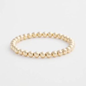 Small Beaded Gold Tone Stretch Bracelet