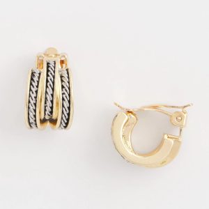 No Droop™ Mixed-Metal Clip-On Hoop Earrings