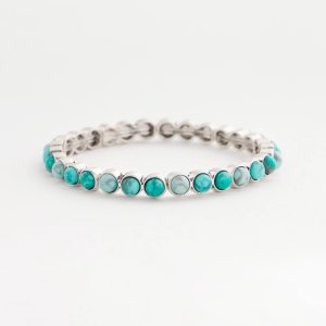 Turquoise Stone Round Stretch Bracelet