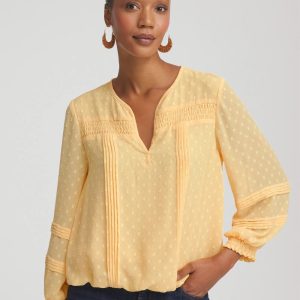 Clip-Dot Peasant Blouse