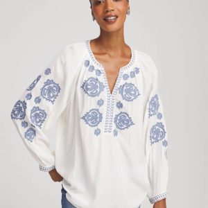 Embroidered Splitneck Shirt