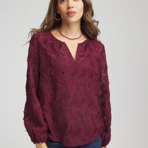 Feathered Pullover Peasant Blouse