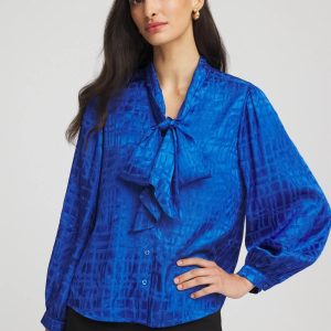 Jacquard Tie-Front Blouse