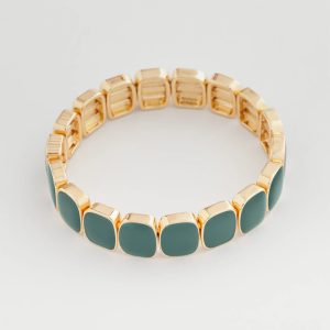 Resin Goldtone Square Stretch Bracelet