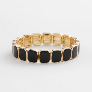 Chico's Originals Black Square Stretch Bracelet