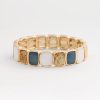 Goldtone Stone Square Stretch Bracelet