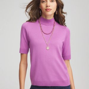 Elbow Sleeve Mock Neck Sweater