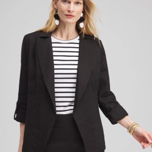 Linen Blend Stretch Blazer